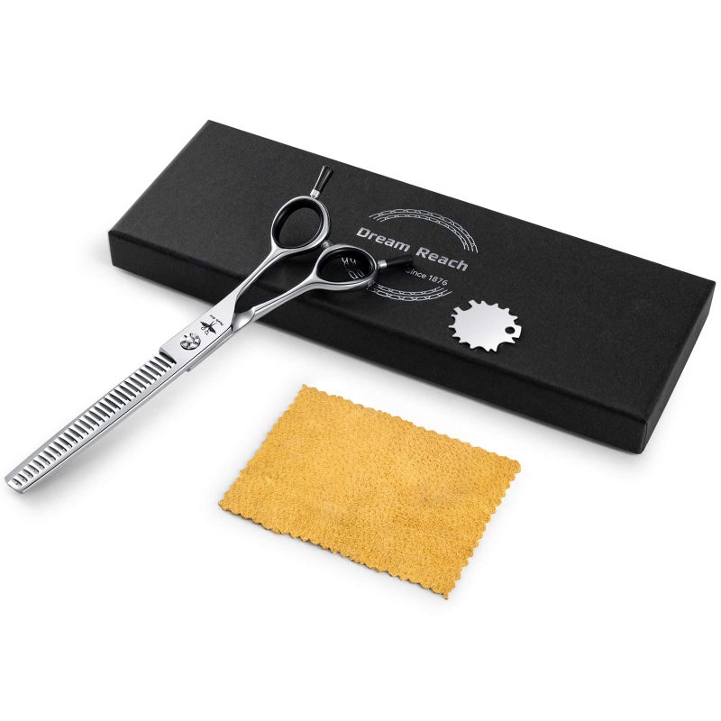 PURPLEBIRD PURPLRBIRD 7 Inch Straight Dog Grooming Scissors Pet Thinning Texturizing Shears Professional Safety Blunt Tip Trimming Shearing for Dogs Cats Face Paws Limbs Japanese Stainless Steel Silver - Image 5